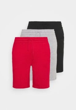 Pier One 3 Pack - Pantalón De Pijama - Black/Mottled Dark Grey/Red -Pier One 1018d5571e7c4e20970232840d5a3d54