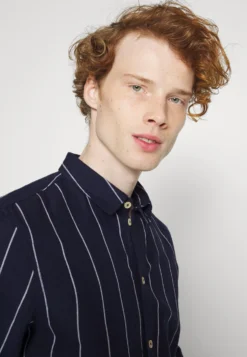 Pier One Linen Mix Stripe - Camisa - Dark Blue -Pier One 368860f76af348d18efc7d675b2e5f38 scaled