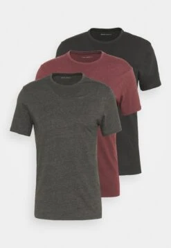 Pier One 3 Pack - Camiseta Básica - Black/Mottled Dark Grey/Bordeaux -Pier One 3a3d359b577841e6a576172d8b53126f