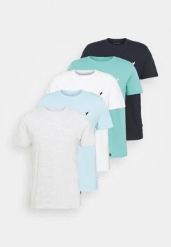 Pier One 5 Pack - Camiseta Básica - Light Grey - 101_White - 001_Green - 602 -Pier One 3fe4ededb7e446c69186309619c33f40