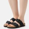 Pier One Leather - Sandalias Planas - Black