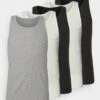 Pier One 5 Pack - Camiseta Interior - 802 - Black_102 - Grey_001 - White