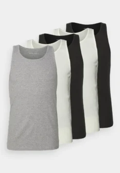 Pier One 5 Pack - Camiseta Interior - 802 - Black_102 - Grey_001 - White