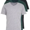 Pier One 3 Pack- Camiseta Básica - Black, Grey, Green