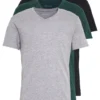 Pier One 3 Pack- Camiseta Básica - Black, Grey, Green
