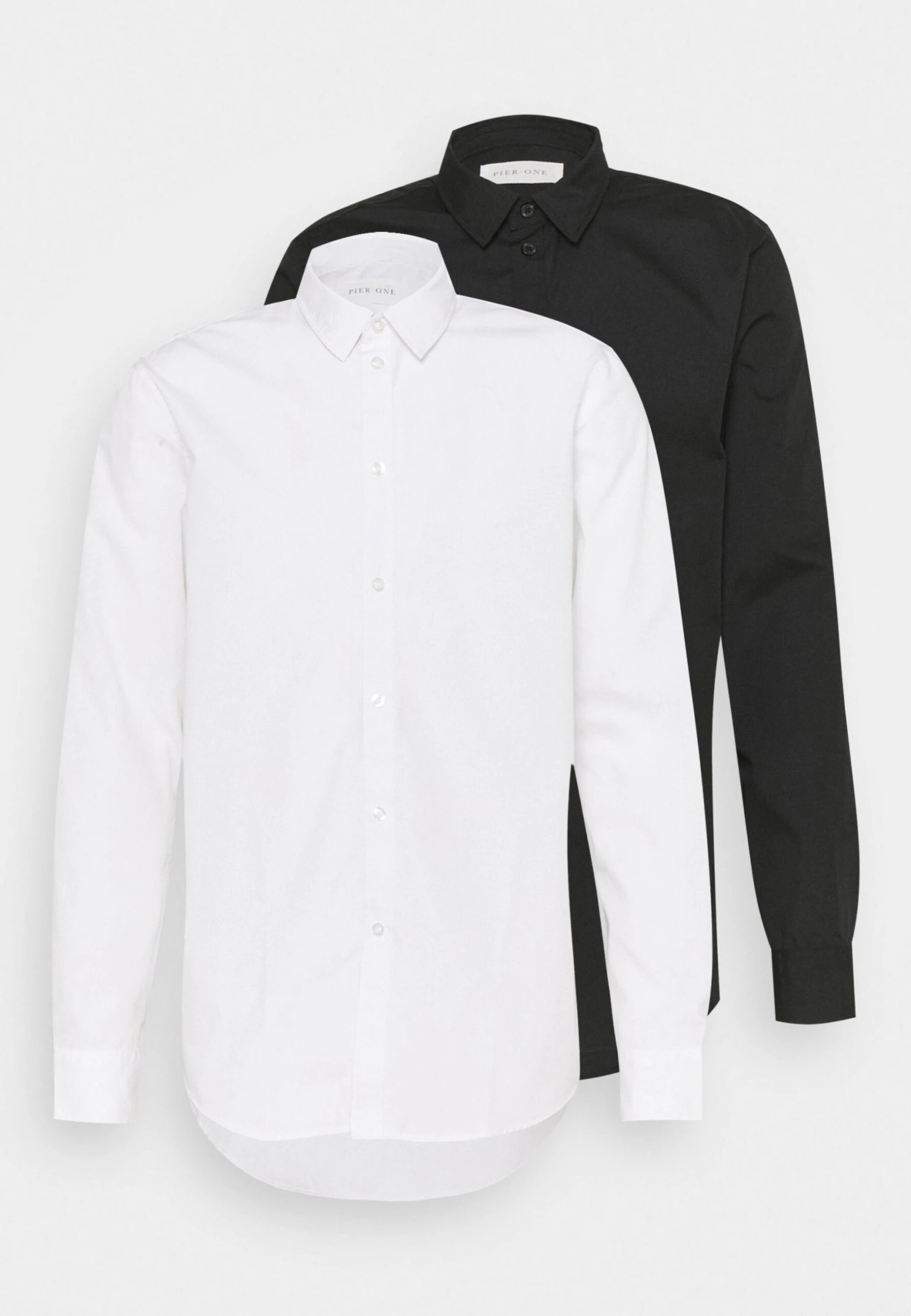 Pier One 2 Pack - Camisa Elegante - White/Black 1 Pier One 2 Pack - Camisa Elegante - White/Black
