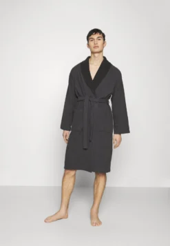 Pier One Shawl Towel Bathrobe - Albornoz - Dark Grey