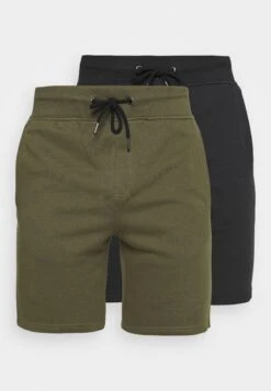 Pier One 2 Pack - Shorts - Black/Olive -Pier One 97446a5d1f4444a39e0756e4edaa81f0