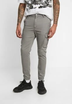 Pier One Cuffed Skinny Trouser- Pantalones Cargo - Grey