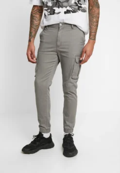 Pier One Cuffed Skinny Trouser- Pantalones Cargo - Grey