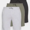 Pier One 3 Pack - Pantalón De Pijama - Black/Mottled Grey/Khaki