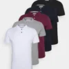Pier One 5 Pack - Polo - Black/White/Bordeaux/Navy/Gray Marl
